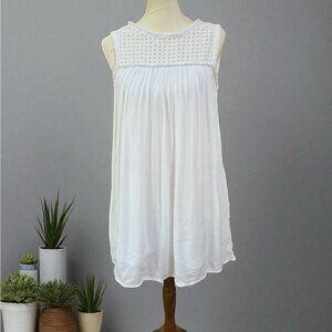 Tommy Bahama White Sleeveless Eyelet Dress with Tassels in Back Size S